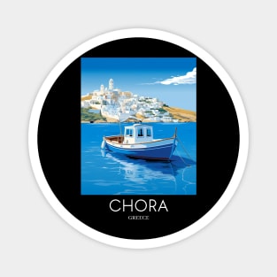 A Pop Art Travel Print of Chora Andros Island - Greece Magnet